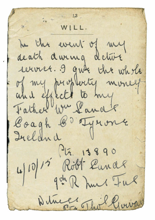 Robert Sands handwritten will